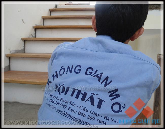 Công nhân Không Gian Mở thi công nội thất tại Công trình